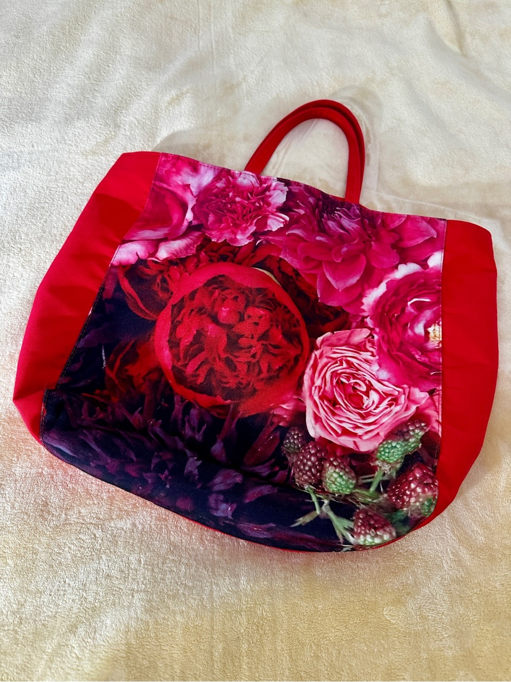 THIERRY BOUTEMY x Roger&Gallet Red Peony Floral Large Tote Bag Designer Carryall